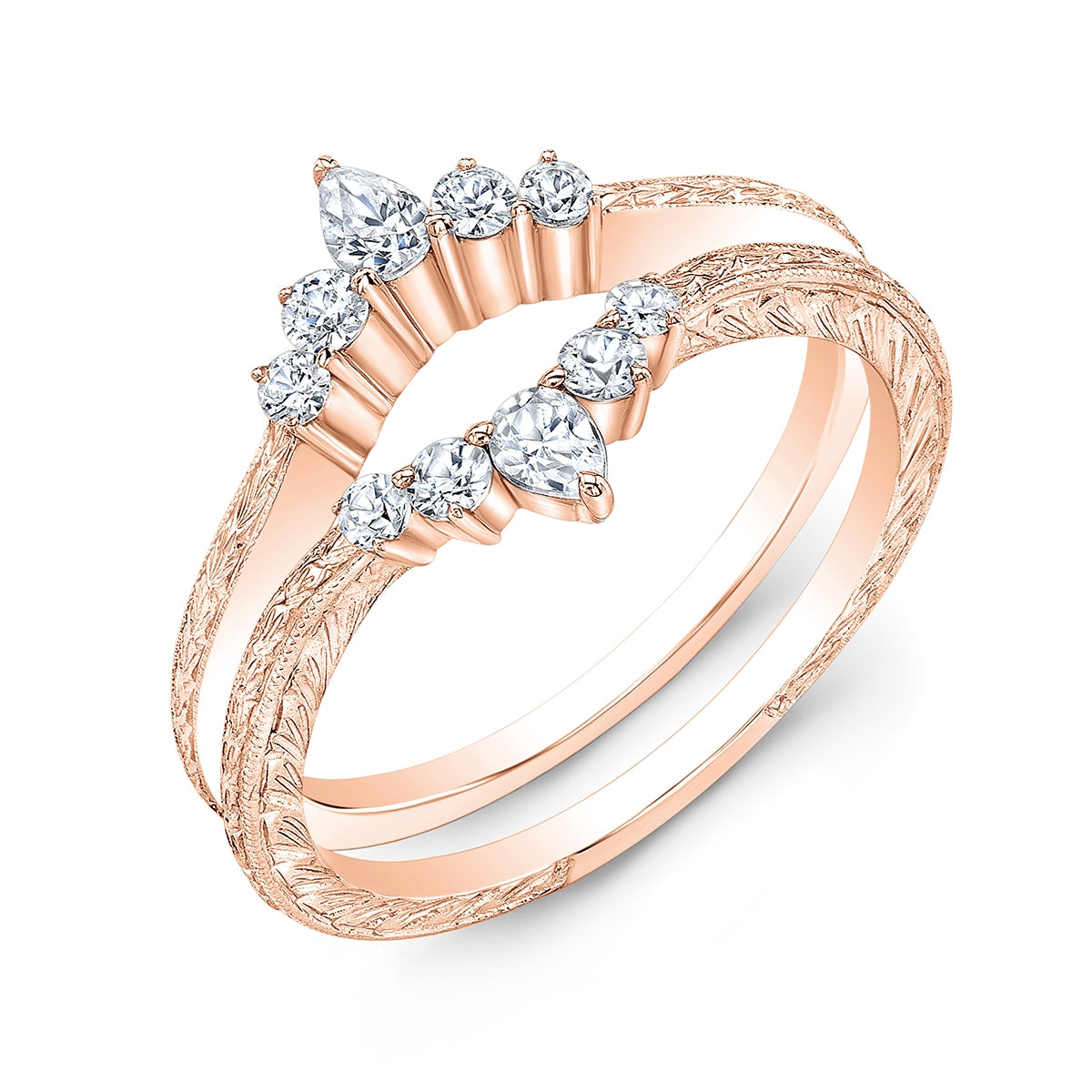 Curved Diamond Wedding Guard Band with Dual Finish by Jolie Designs