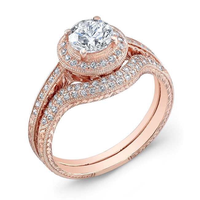 Engraved Diamond Engagement Ring Semi Mount for 1 Carat Center by Jolie Designs
