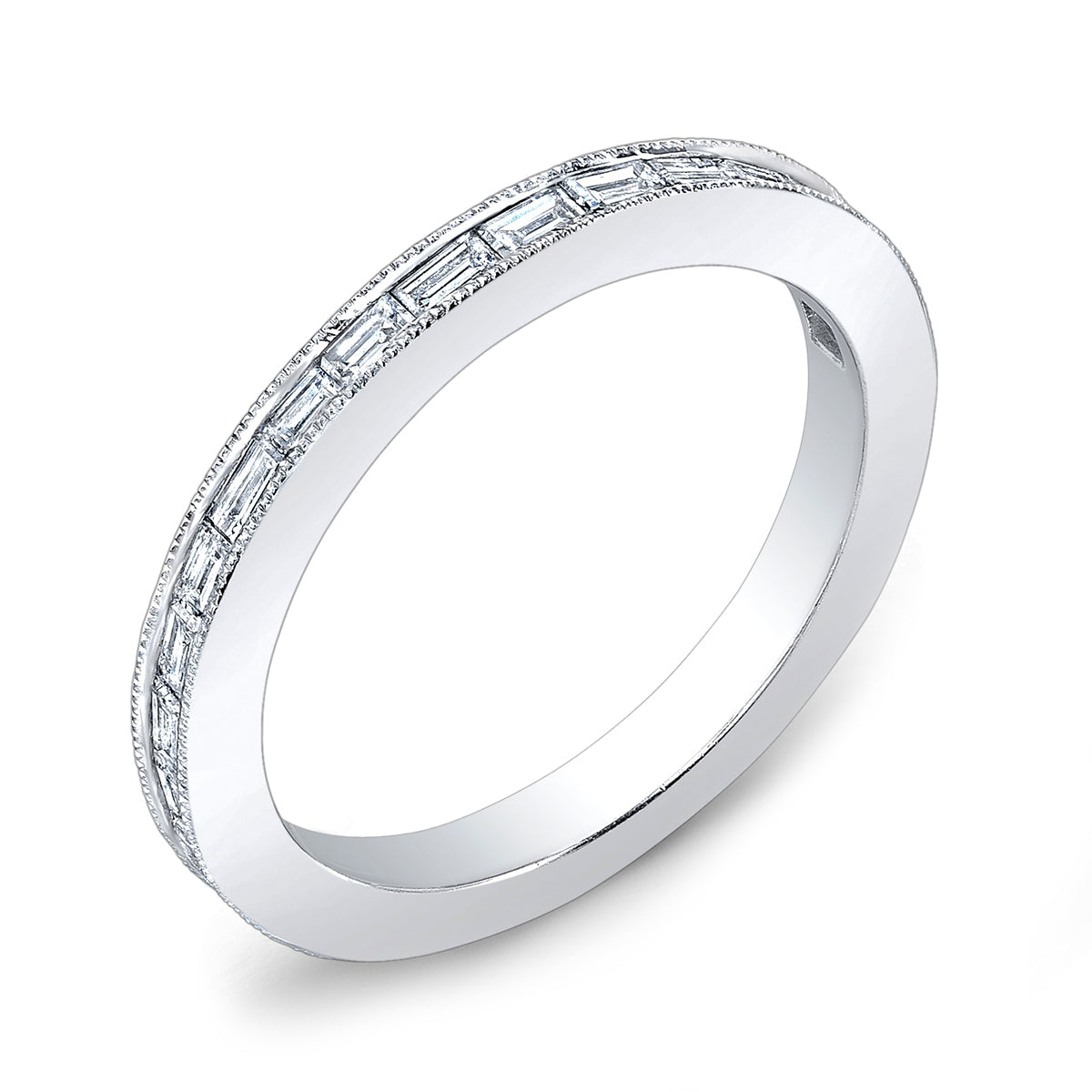 Baguette and Round Diamond Channel Set Half Eternity Ring in High Polish by Jolie Designs