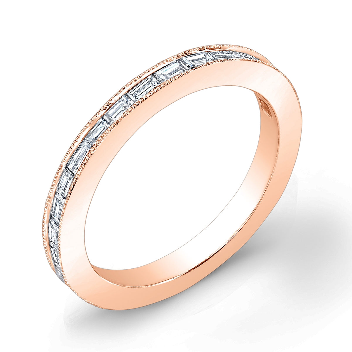 Baguette and Round Diamond Channel Set Half Eternity Ring in High Polish by Jolie Designs