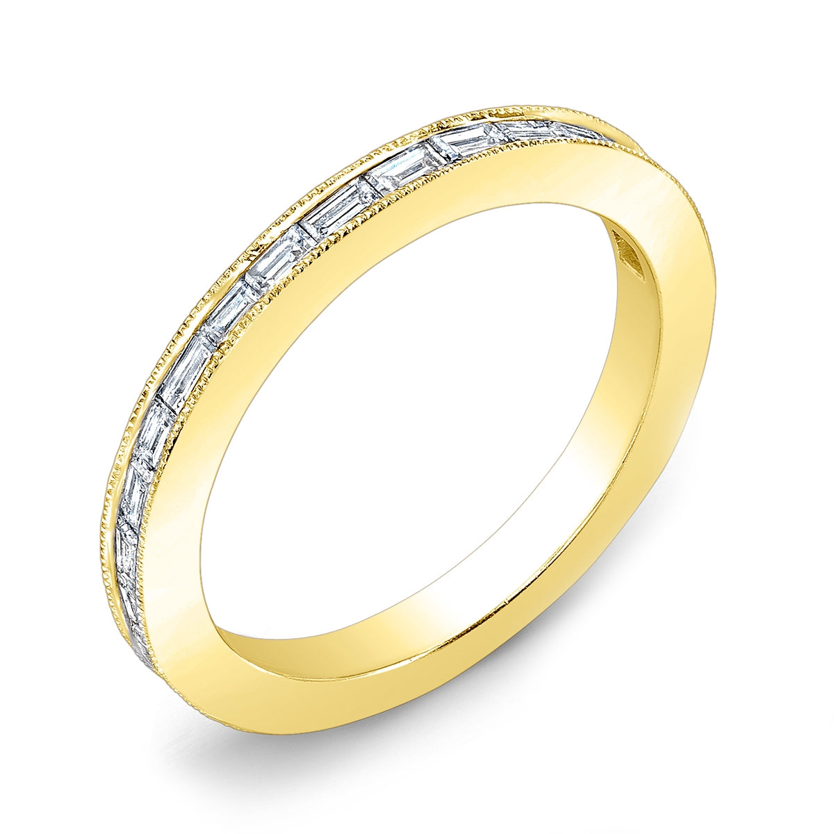 Baguette and Round Diamond Channel Set Half Eternity Ring in High Polish by Jolie Designs