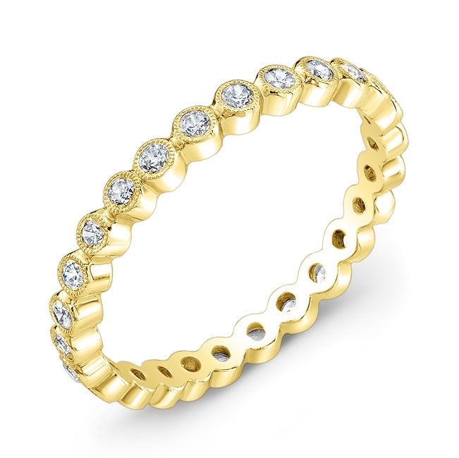 Mill Grained Bezel Wrapped Diamond Wedding Ring Set by Jolie Designs