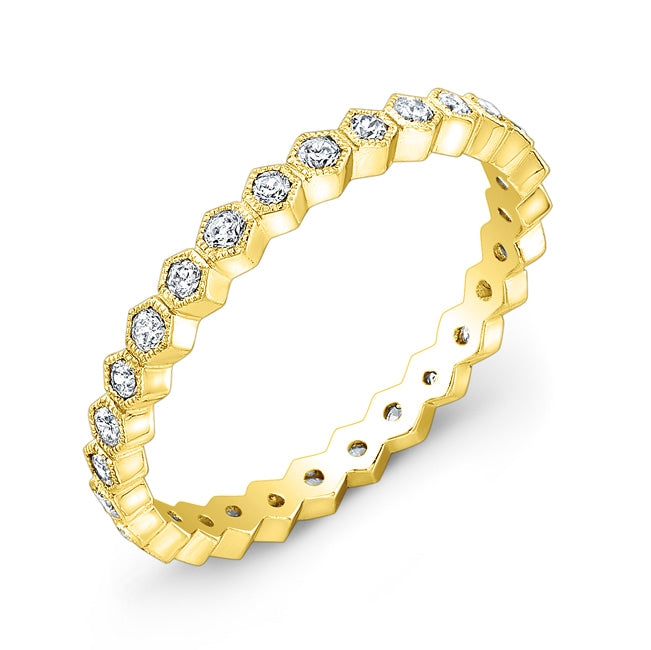 Micro Pave Diamond Stackable Ring with Mill Graining by Jolie Designs