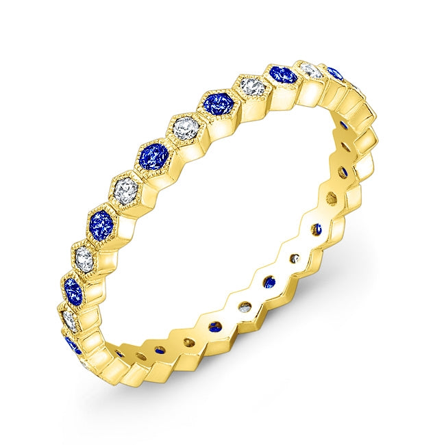 Micro Pave Diamond and Blue Sapphire Stackable Ring by Jolie Designs