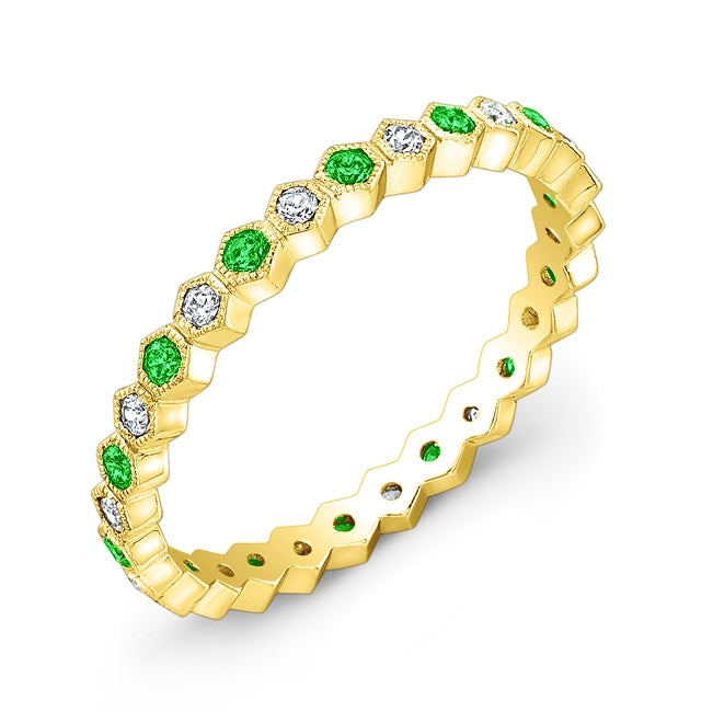 Diamond and Tsavorite Micro Pave Stackable Ring by Jolie Designs