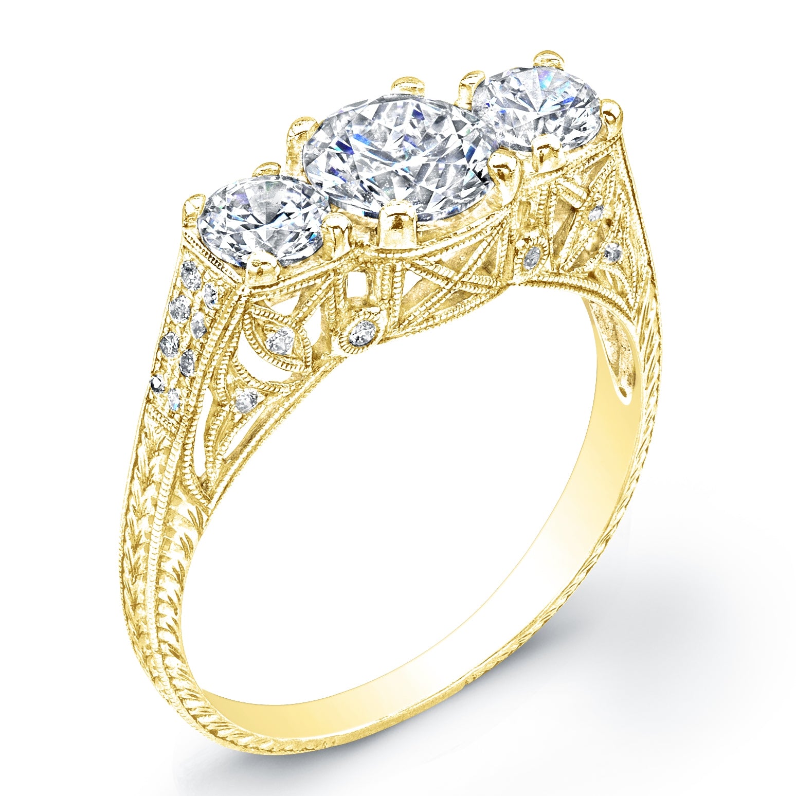 Vintage Petite Antique Inspired Three Diamond Ring by Jolie Designs