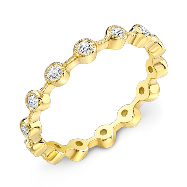 Stackable Bezel Set Round Diamond Ring by Jolie Designs