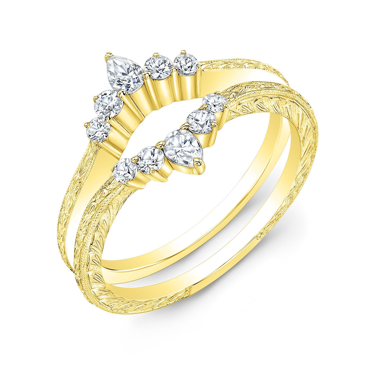 Curved Diamond Wedding Guard Band with Dual Finish by Jolie Designs